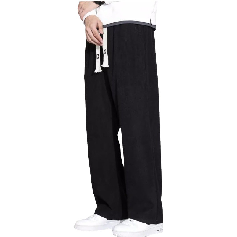 Pantalones de pana de los hombres de primavera y otoño invierno drapeado suelto pantalones de chándal rectos pantalones de pierna ancha pantalones casuales deportivos