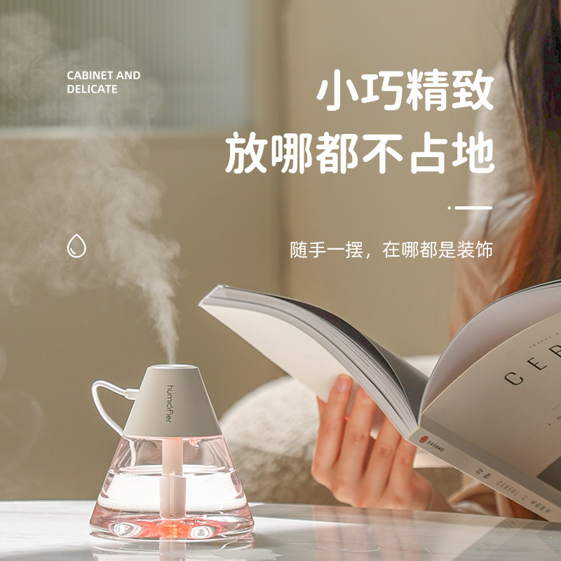 Volcano Mini Humidifier with Super Large Mist Output, USB Silent Air Humidifier, Small Aromatherapy Diffuser for Bedroom Use