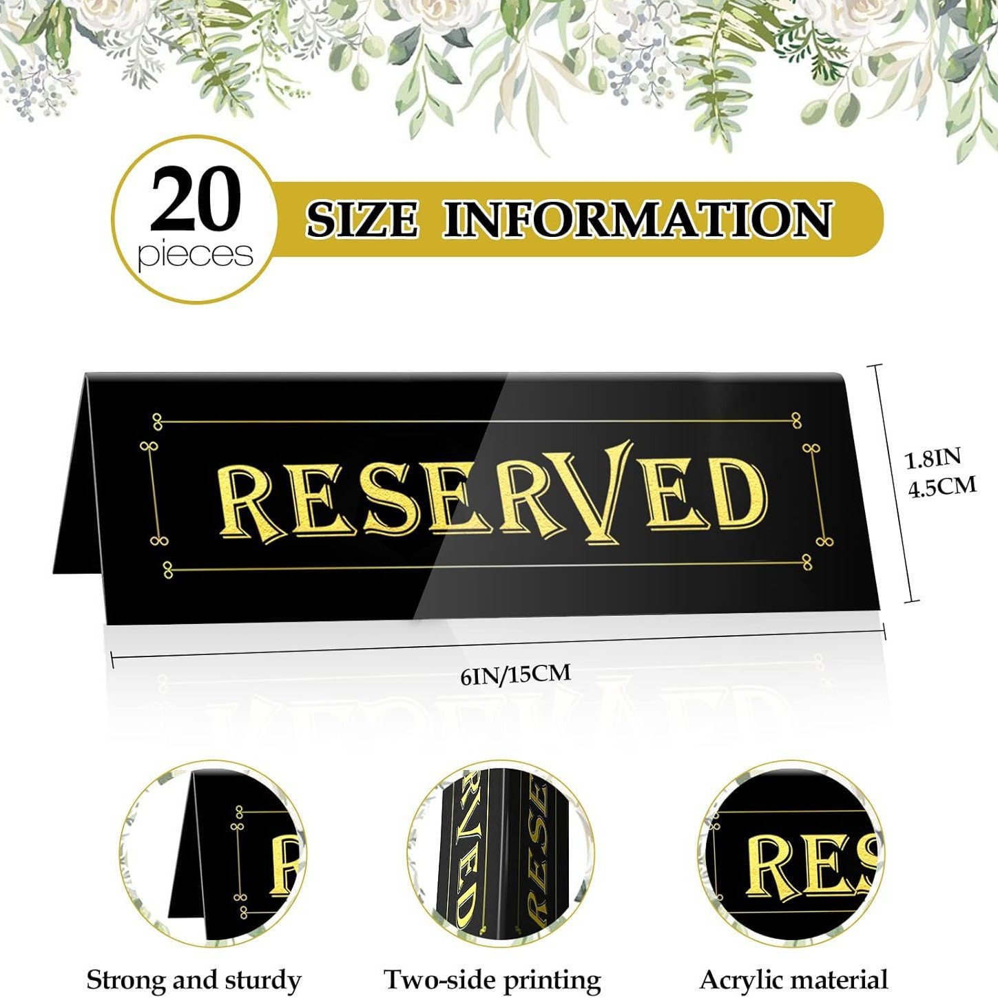 跨境热销亚克力预留桌牌标志婚礼餐厅办公室会议椅的预留桌卡标志