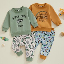 Y 66221 Fishing Print Hoodie Set ��ͯ������װ ŷ���羳