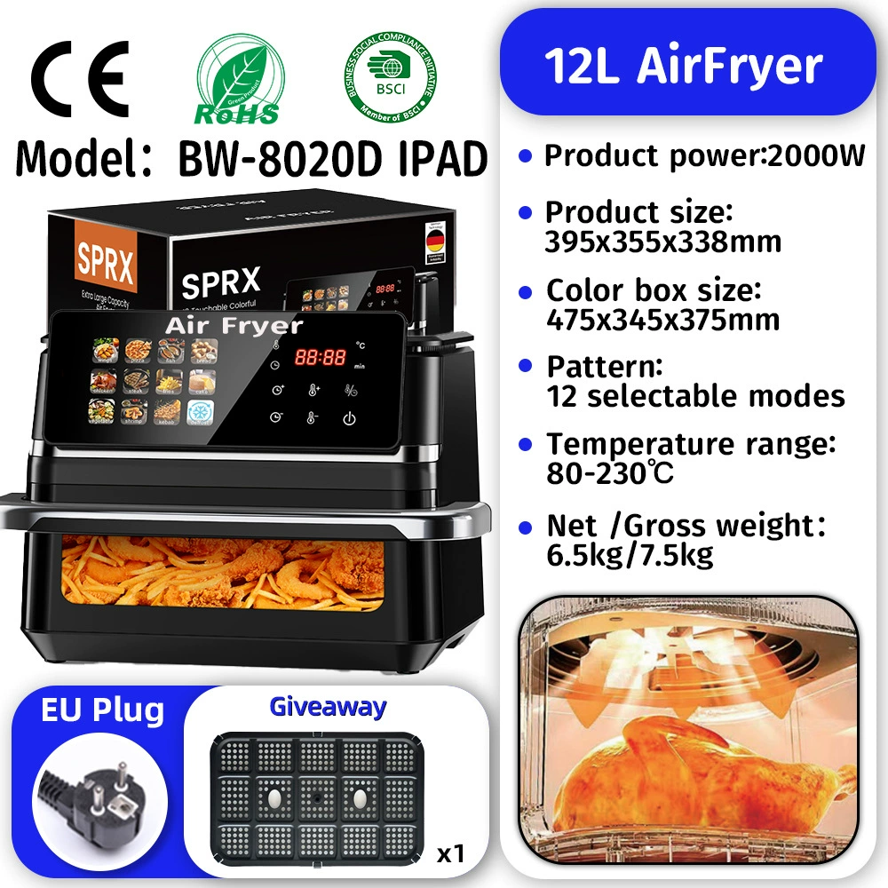 Air fryer oven, large capacity multi-function, touch-screen and mechanical options (4.5–25 L)