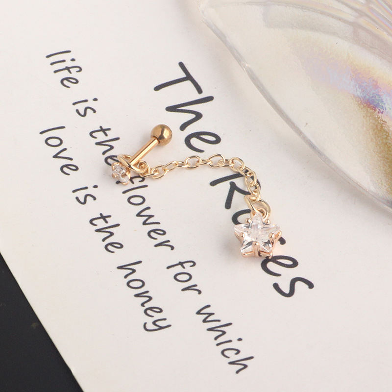 European American Simple Chain Fashion Ear Studs - All-Match Ear Bone Piercing Jewelry for Women, Titanium Steel Ear Pins, Cartilage Earrings detail image 9