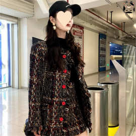 粗花呢杂色小香风套装裙秋冬季新款气质感轻奢外套+半身裙潮