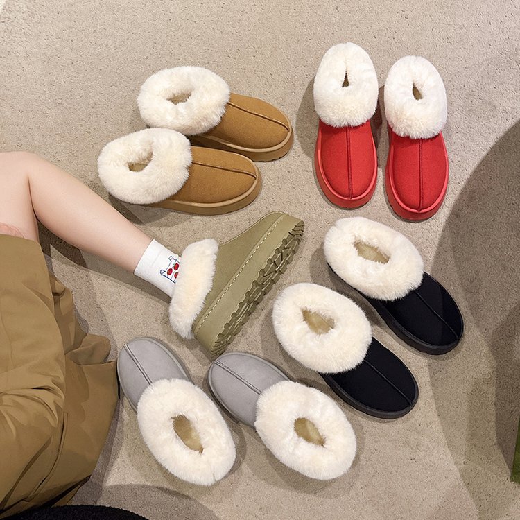 Thick snow boots for men and women in winter plus fleece thickened warm comfort to wear casual woolen shoes large size_voghion.com
