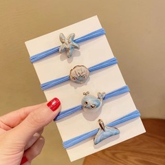 New Ocean Acrylic Cute Cartoon Whale Starfish Blue Fresh Small Hair Ties Hair Accessories Wholesale