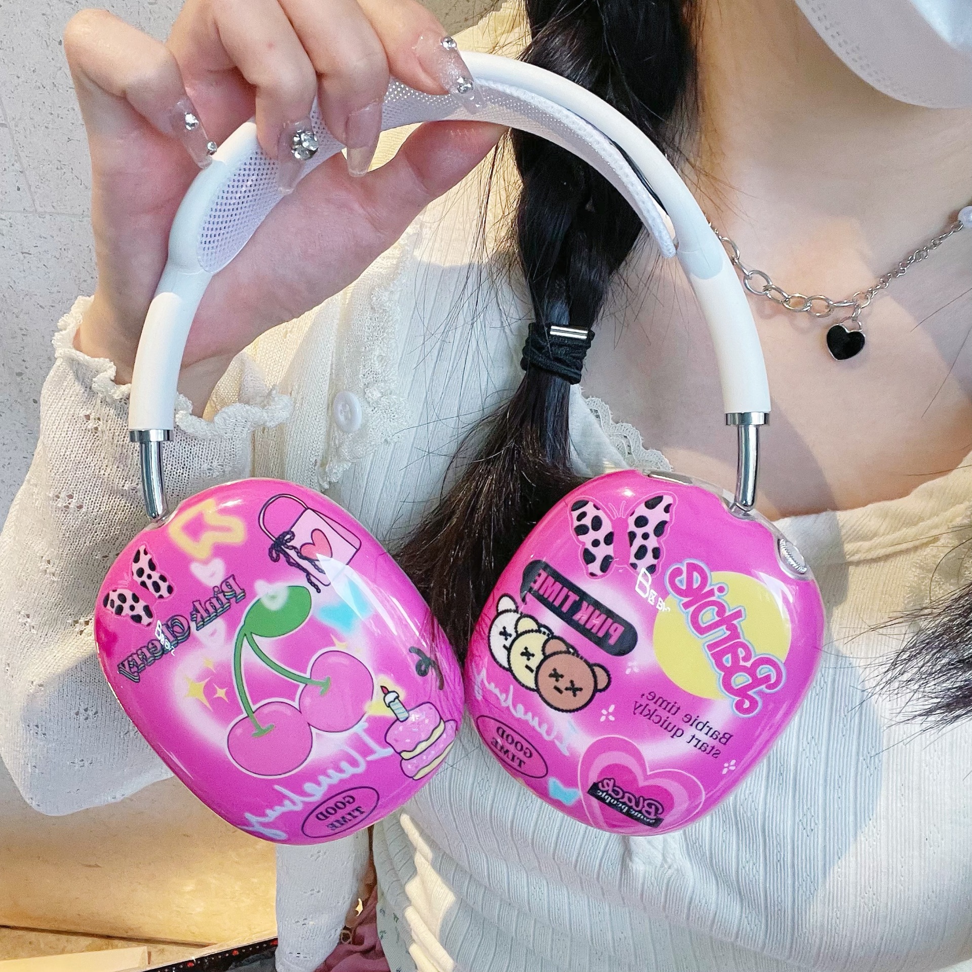 Ins Cherry Bear airpods Max Protective Case for Headset Ear Cap Ear Mover Earphone Case IMD_voghion.com