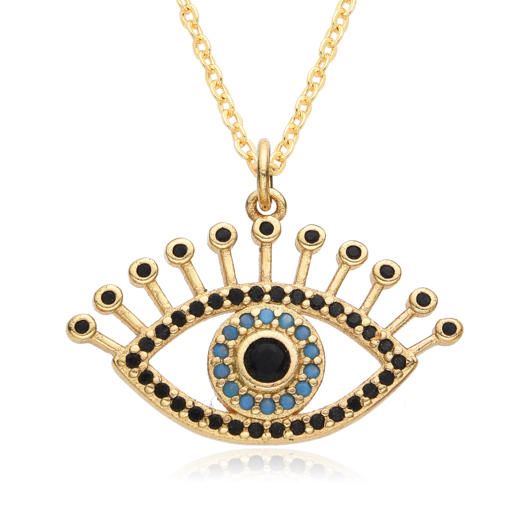 14g Weight Copper Pendant Material Zircon Inlay Material Pendant Necklace Classification Copper Chain Material cable chain Chain Type 1 Piece Quantity Holiday, Daily Occasion Copper Material Eye Pattern Women's Gender Inlay Design Shiny, IG Style Style Copper Inlay Eye Zircon Pendant Necklace 2