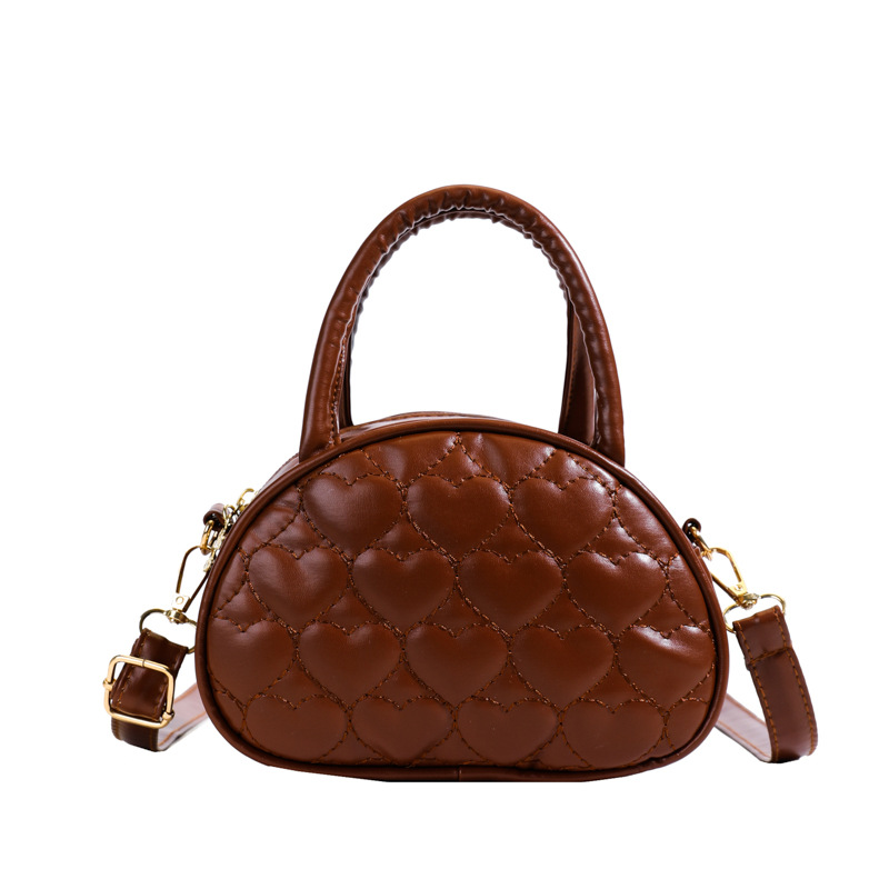 Bolso de hombro coreano para niñas de moda de color sólido amor bordado bolso de mano para niños 2025 nuevo mini bolso para niños