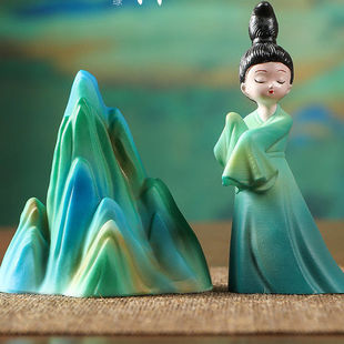 Only this green creative color-changing tea pet small ornaments can raise and play Jiangshan beauty pen holder tea room study tea ceremony accessories