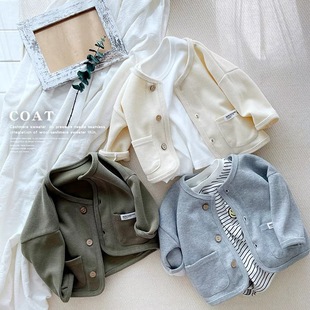 New Spring and Autumn Small and Medium-Sized Children's Loose Cardigans Casual Jackets for Men and Women Versatile Round Neck Tops Campus Foreign New Style
