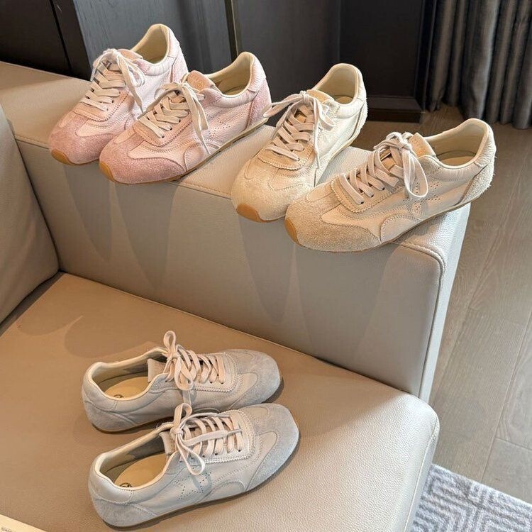 Casual Sports Training Shoes for Women 2026 Spring/Summer New Versatile Fashion Commuter Retro Flat White Shoes for Women