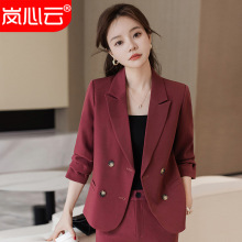 咖色小西装套装女2025秋季现款韩版时尚宽松职业装休闲西服两件套