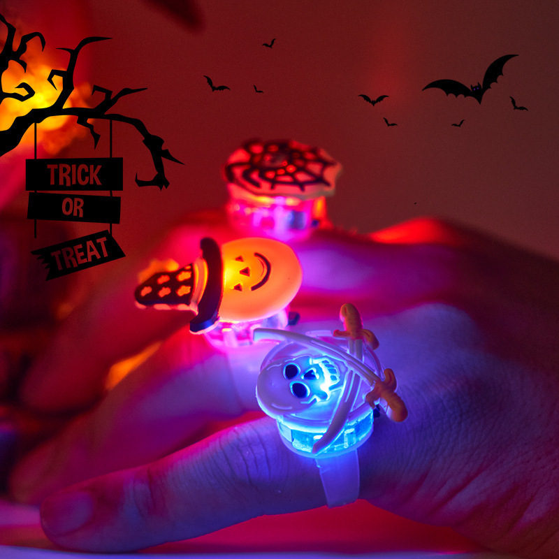 ハロウィーン発光指輪カボチャランプ飾り指ledフラッシュ幼稚園児童プレゼント玩具プレゼント|undefined