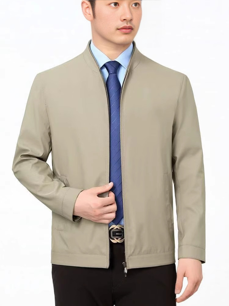 Spring and Autumn New Jacket Men's Coat Autumn Middle-aged Men's Clothing Dad Business Spring and Autumn Middle-aged Collar Top Leader