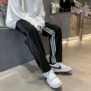Casual Pants Men's Summer New Hong Kong-style Loose Straight Pants Korean-style Trendy Sports Pants All-match High-street Pants