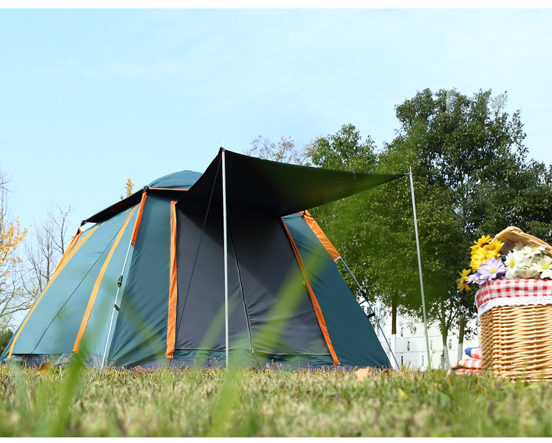 Source wholesale tent outdoor folding camping thickened 5-8 outdoor beach free sunscreen and rainproof camping