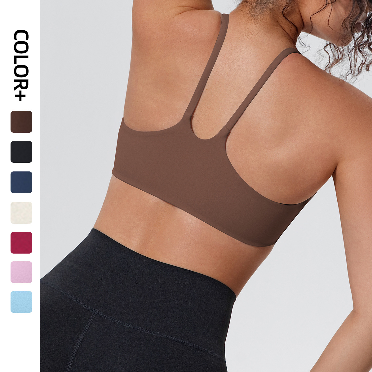 Nuevo color sólido transfronterizo de nylon de doble cara apretado juntar ropa interior deportiva correr ropa de yoga eslingas para mujeres