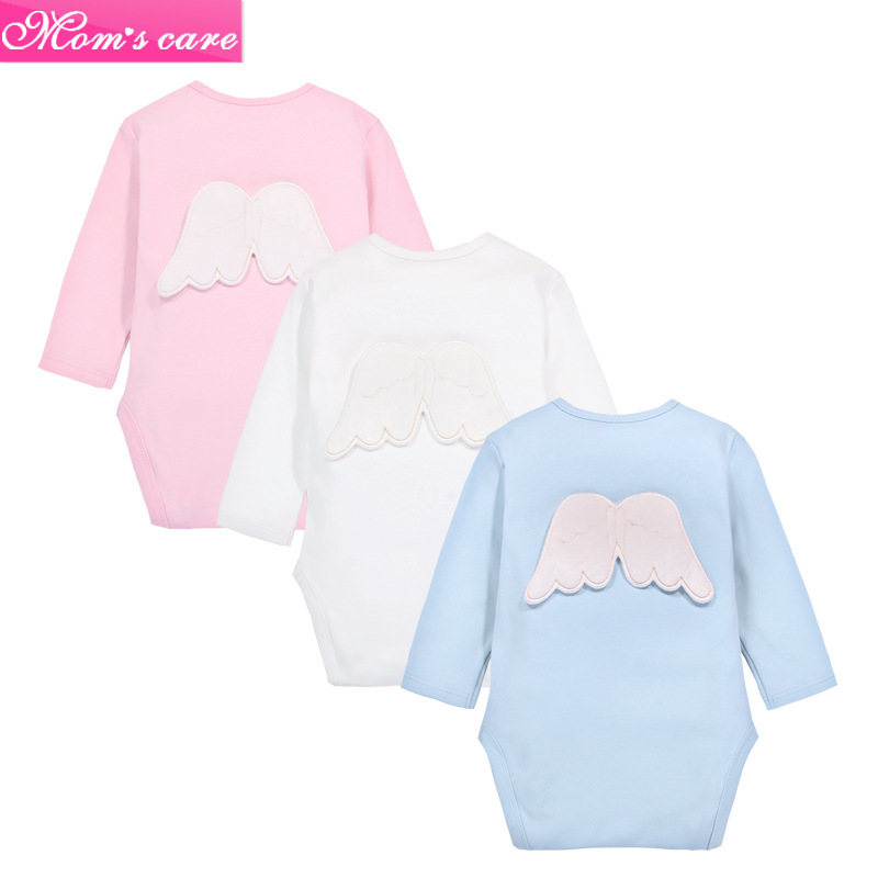 momscare Baby's jumpsuit Newborn's Autumn Men's and Women's Treasure Triangle Hatshirt Long Sleeve Small Wings Climbing Suit