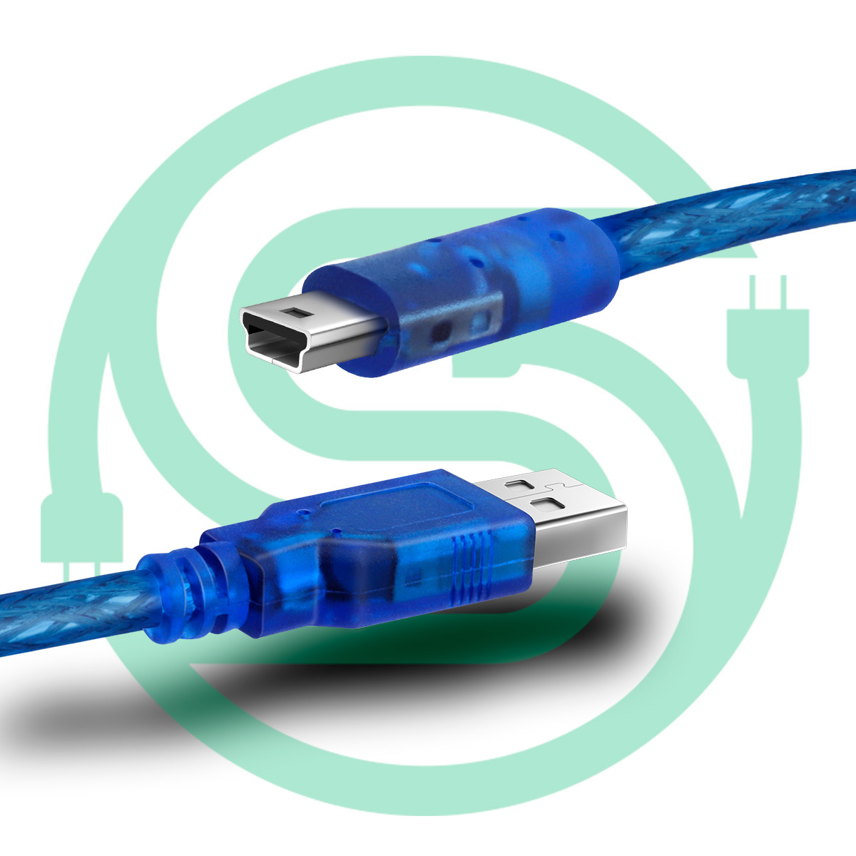 USB line manufacturer transparent blue mini USB data cable 1.5m mini…
