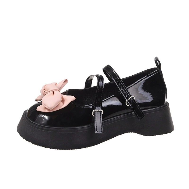 Cute Japanese Lolita Bow Shoes in PU Leather, Mary Jane Style, Summer Footwear