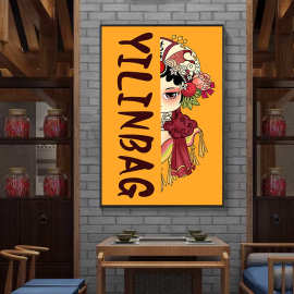 中国风戏曲花旦脸谱挂画国潮风火锅饭店包间京剧美女面谱装饰灯画