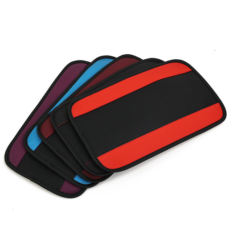 Universal Armrest Box Pad Simple Leather Embossed Double Line Anti-Slip
