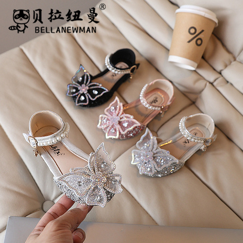 2025 New Arrival Kids' Princess Sandals with Bow for Girls – Fashionable, Student-Ready Shoes for Performances and Dance
