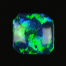 批发 平底素面倒角正方形澳宝 OP19黑绿色火彩亮蛋面欧泊opal戒面