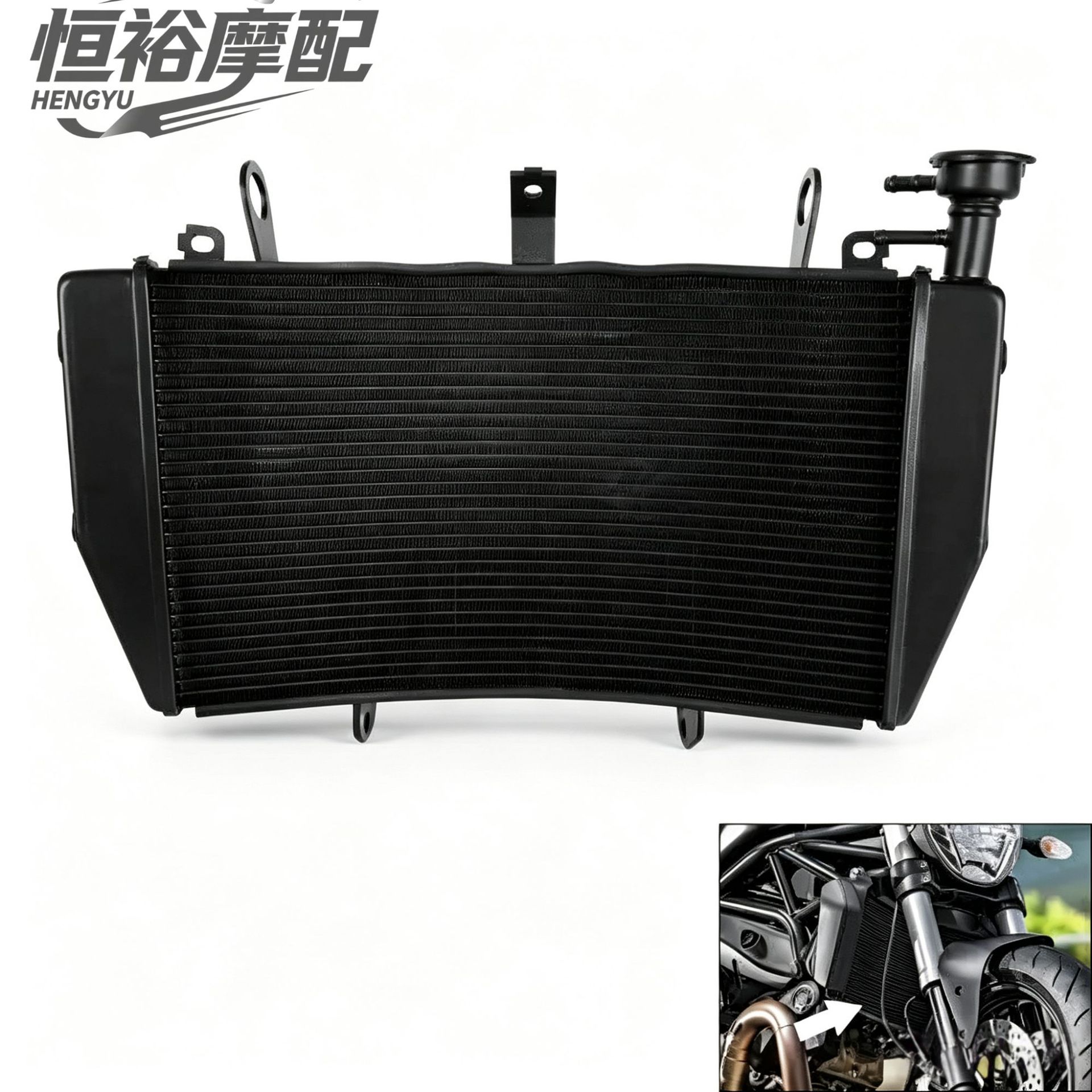 Suitable for Ducati Monster 1200/821 and Lead Goose 939/950 models; cooling radiator and water tank assembly, 2014-2021