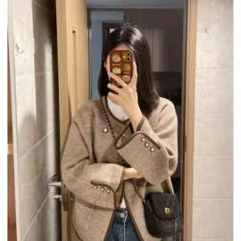 短款深秋小香风外套女秋冬季2025秋冬新款穿搭感韩系呢子大衣