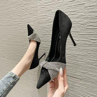 868-15 Source factory a wholesale fashion rhinestone socialite wind super high female high heels pointed thin heel shoes