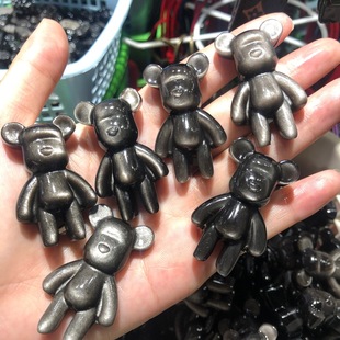 Jinyaoshi violent bear pendant silver obsidian violent bear Ketang factory wholesale run Volume