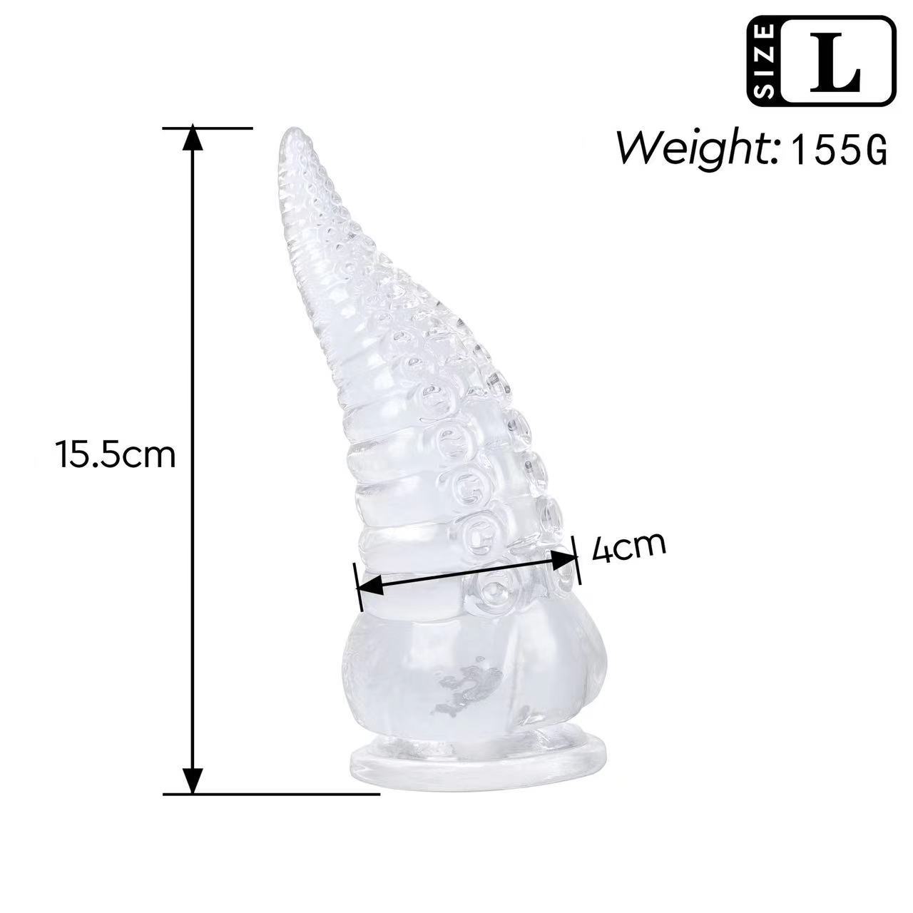 XXL Clear Anal Plug with Suction Cup Base, Ribbed Texture for Beginners — detail image 11