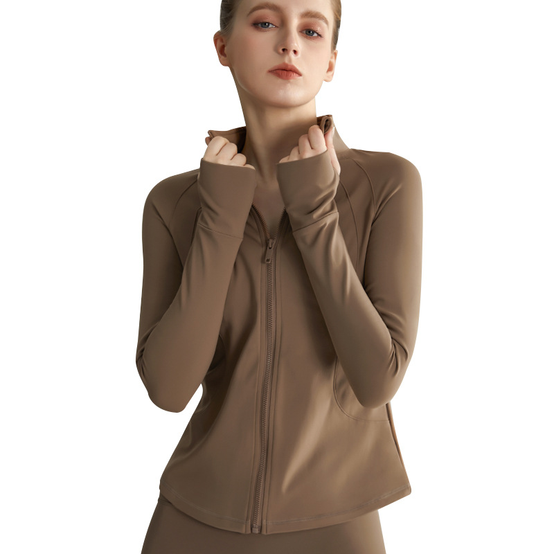 LAHN Velvet Yoga Dress Autumn/Winter Top Outerwear Long Sleeve Slimming Zipper cardigan Sportswear Women's Autumn_voghion.com