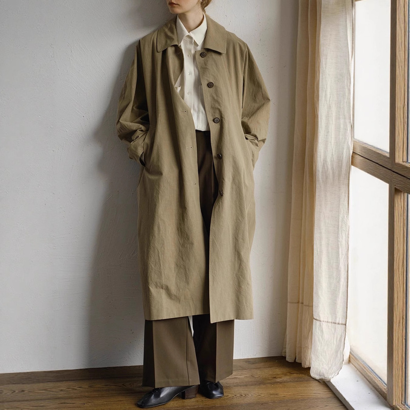 Rewear/Store Signature American Imported Pima Cotton Paper Texture Linen Architectural Silhouette Windbreaker 11018