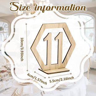 1-40 Wedding Hexagonal Cut Out Digital Wooden Table Number Plate Wooden Bar Cafe Wedding Number Table Plate