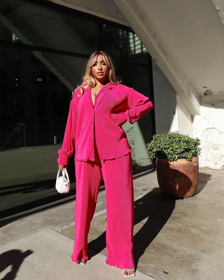 Loose Version Women'S Casual Solid Color Polyester Modal Splicing Pant Co-ord Set Pants Sets