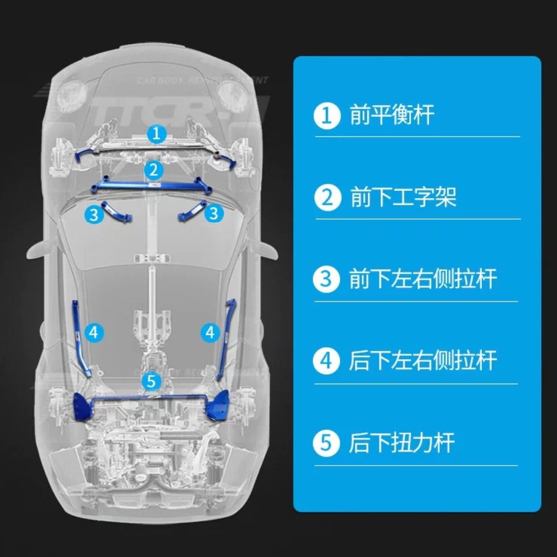 适用稳定18-22凌派顶吧享域前顶吧平衡杆拉杆改装车身强化防倾杆