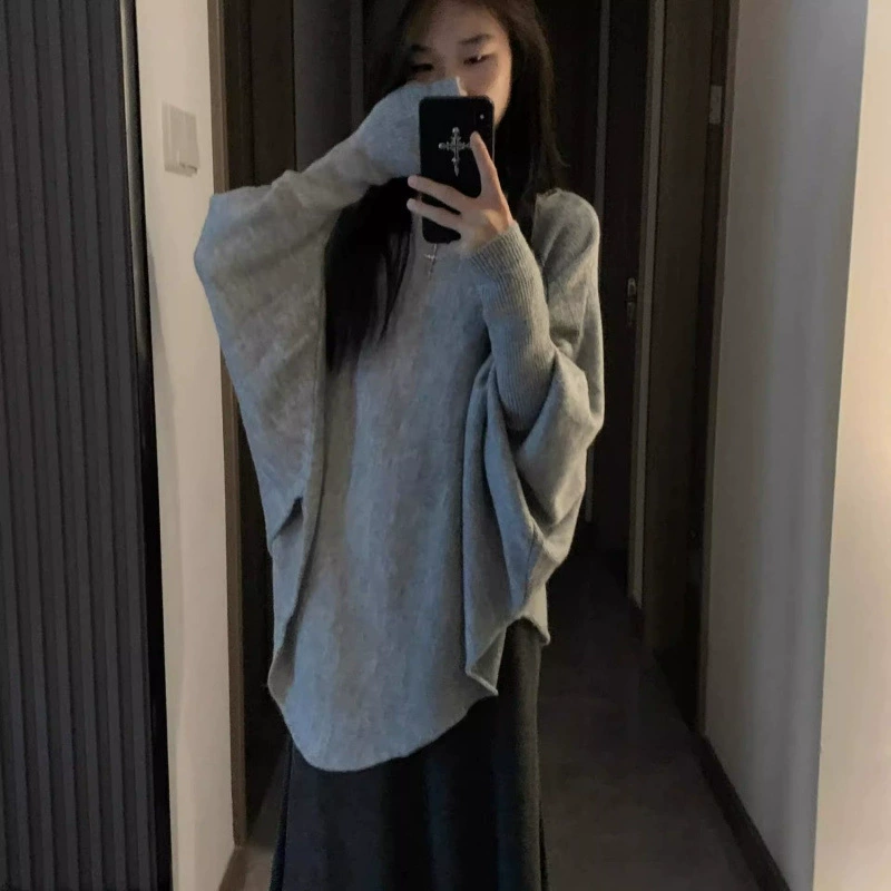 Knitted autumn truffle sweater, oversize