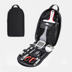 Cross-border outdoor cookware set handbag picnic bag portable tableware storage bag camping cookware nine-piece set
