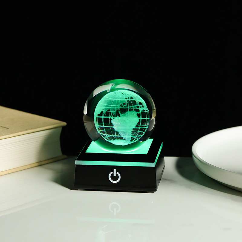 Creativo 3D talla interior bola de cristal luminosa luz de la noche decoración de escritorio dormitorio artesanía atmósfera romántica luz de la noche