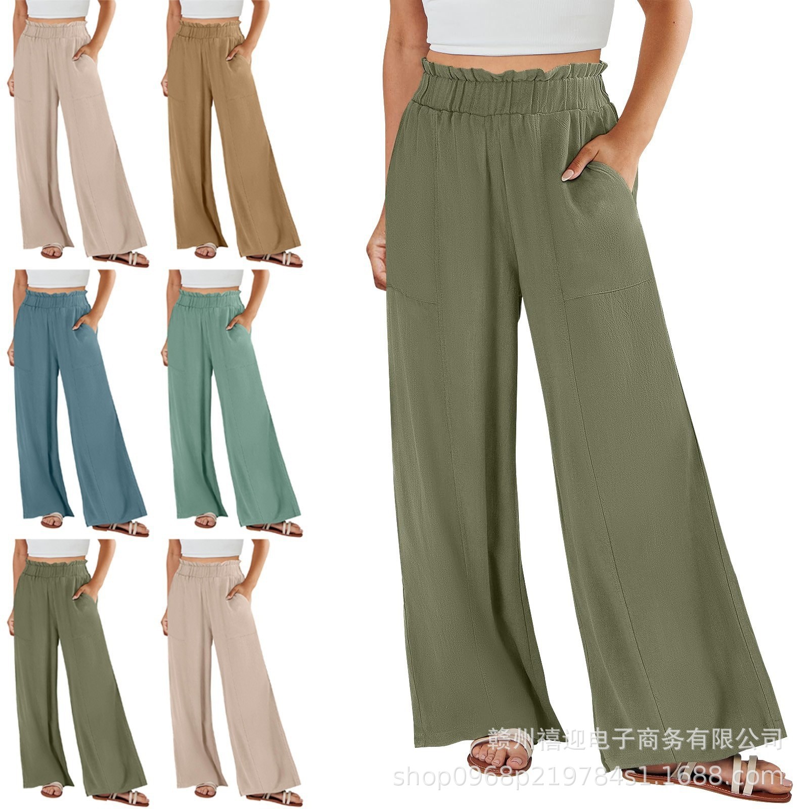 Cross-Border European and American Cotton and Linen Casual Pants for Women 2025Wish Spring and Summer New Women's Plus Size Women's Clothing Ebay Amazon