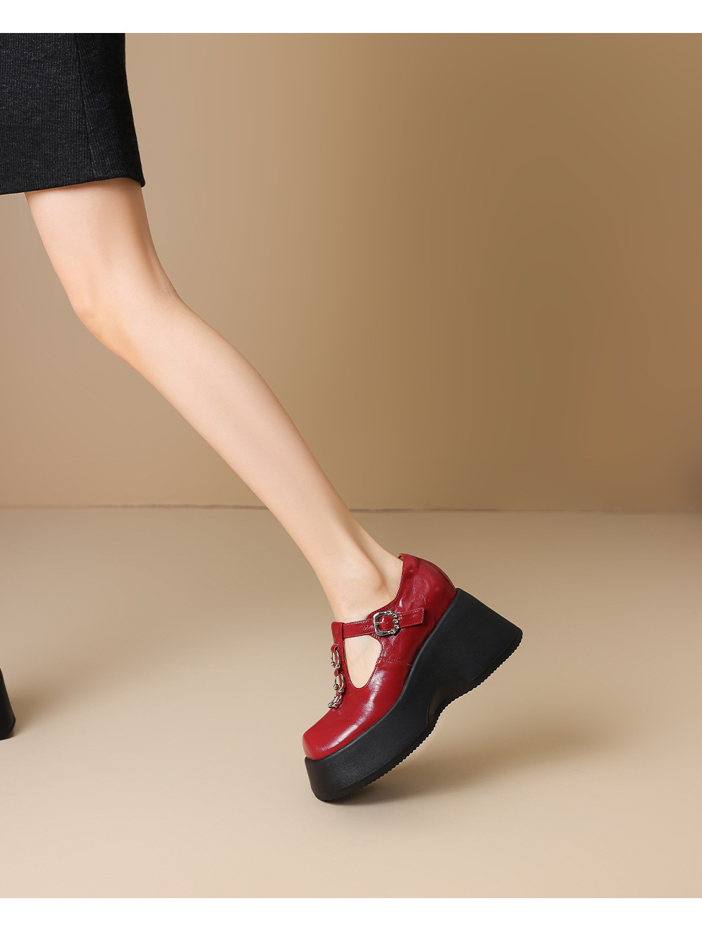 Giày Mary Jane nữ đế xuồng phong cách Nhật, mũi tròn, phối nơ — màu đen chi tiết 5