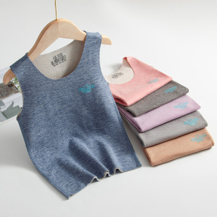 Children's Thermal Vest Autumn and Winter Boys and Girls Baby Close-Fitting Seamless Double-Sided Brushed Sleeveless Vest Bottoming Top