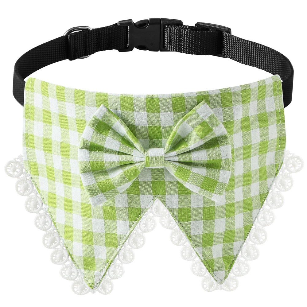 Fábrica transfronteriza nuevo algodón británico perro encaje Plaid mascota triángulo toalla mascota perro collar saliva toalla