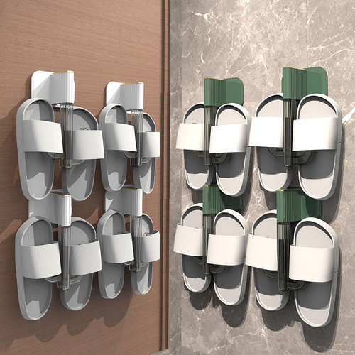 Wall-mounted shoe rack, bathroom slipper rack, punch-free storage rack, sandal storage rack behind bathroom door, creative draining