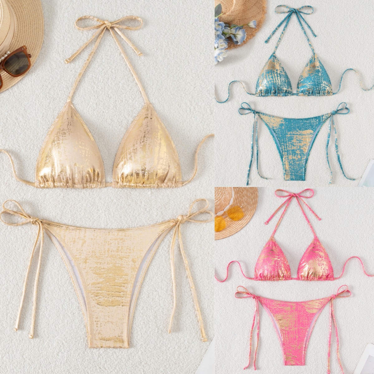 New Triangle Bag Lace-Up Sexy Bikini European and American Aliexpress Cross-Border Swimwear Lgd89