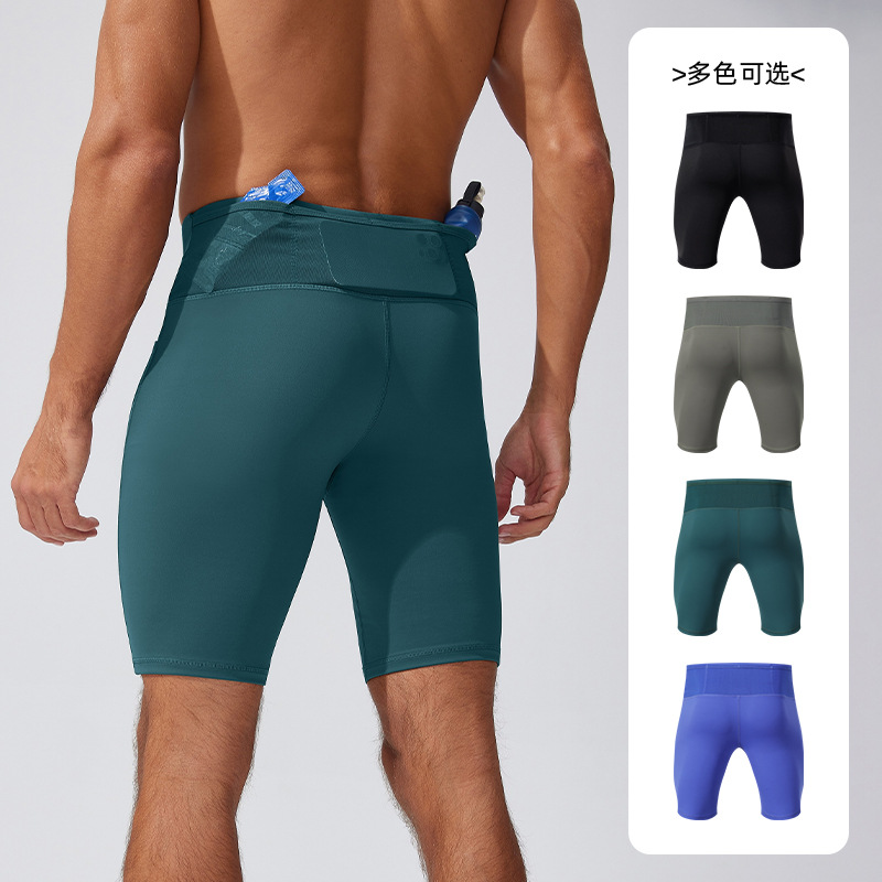 Cross-Border Men's Compression Pants Running Fitness Sports Tight Shorts Outdoor Marathon Training Five-Point Pants Tights