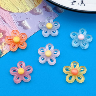 Transparent Cut Out Five-Petal Flower Piece Cream Glue DIY Hair Rope Mobile Phone Case Shoe Buckle Water Cup Patch Resin Accessories