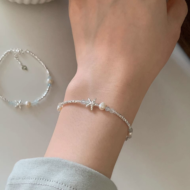 Japanese-Korean Style Starfish Pearl Broken Silver Bracelet Women's Spring and Summer Cute Style Niche Design All-match Simple High-end Bracelet